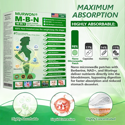 𝗖𝗲𝗿𝘁𝗶𝗳𝗶𝗲𝗱 𝗯𝘆 𝘁𝗵𝗲 𝗨.𝗦. 𝗙𝗼𝗼𝗱 𝗮𝗻𝗱 𝗗𝗿𝘂𝗴 𝗔𝗱𝗺𝗶𝗻𝗶𝘀𝘁𝗿𝗮𝘁𝗶𝗼𝗻 (𝗙𝗗𝗔) 👩‍⚕️ | 𝑴𝑼𝑹𝑾𝑶𝑵® 𝐌-𝐁-𝐍 𝟏𝟎-𝐢𝐧-𝟏 𝐍𝐚𝐧𝐨 𝐅𝐮𝐬𝐢𝐨𝐧 𝐌𝐞𝐭𝐚𝐛𝐨𝐥𝐢𝐜 𝐏𝐚𝐭𝐜𝐡 👑 | 𝐵𝑎𝑐𝑘𝑒𝑑 𝑏𝑦 𝑠𝑐𝑖𝑒𝑛𝑐𝑒 | 10-𝑖𝑛-1 𝑓𝑜𝑟𝑚𝑢𝑙𝑎 | 𝑅𝑒𝑠𝑢𝑙𝑡𝑠 𝑖𝑛 7 𝑑𝑎𝑦𝑠 🍃