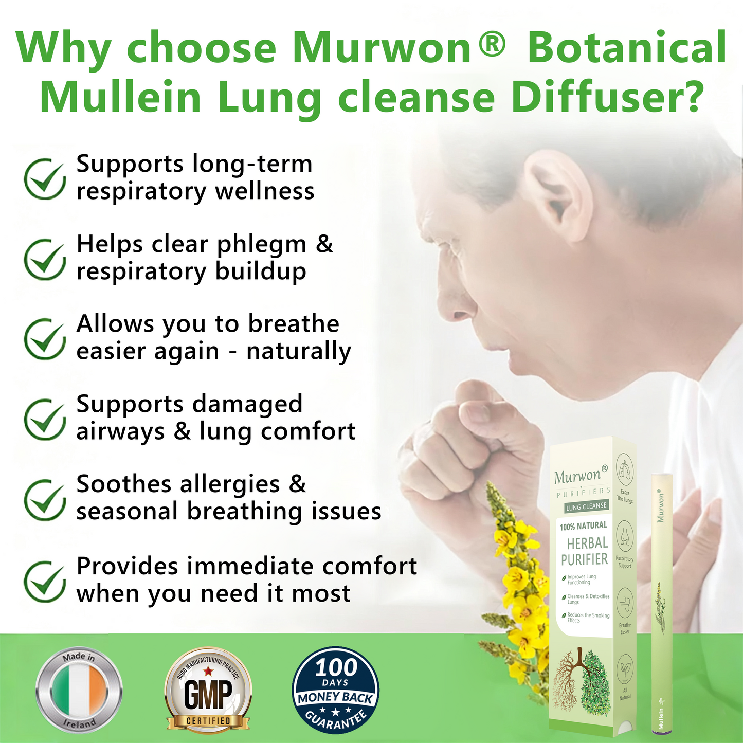 𝐈𝐫𝐞𝐥𝐚𝐧𝐝 𝐎𝐰𝐧𝐞𝐝 𝐚𝐧𝐝 𝐎𝐩𝐞𝐫𝐚𝐭𝐞𝐝✅ 𝐌𝐮𝐫𝐰𝒐𝒏® 𝐁𝐨𝐭𝐚𝐧𝐢𝐜𝐚𝐥 𝐌𝐮𝐥𝐥𝐞𝐢𝐧 𝐋𝐮𝐧𝐠 𝐂𝐥𝐞𝐚𝐧𝐬𝐞 𝐃𝐢𝐟𝐟𝐮𝐬𝐞𝐫(🫁Cough, Pharyngitis, shortness of breath, sputum, stuffy nose, bronchitis, bronchitis, allergy symptoms, lung discomfort)5🔥